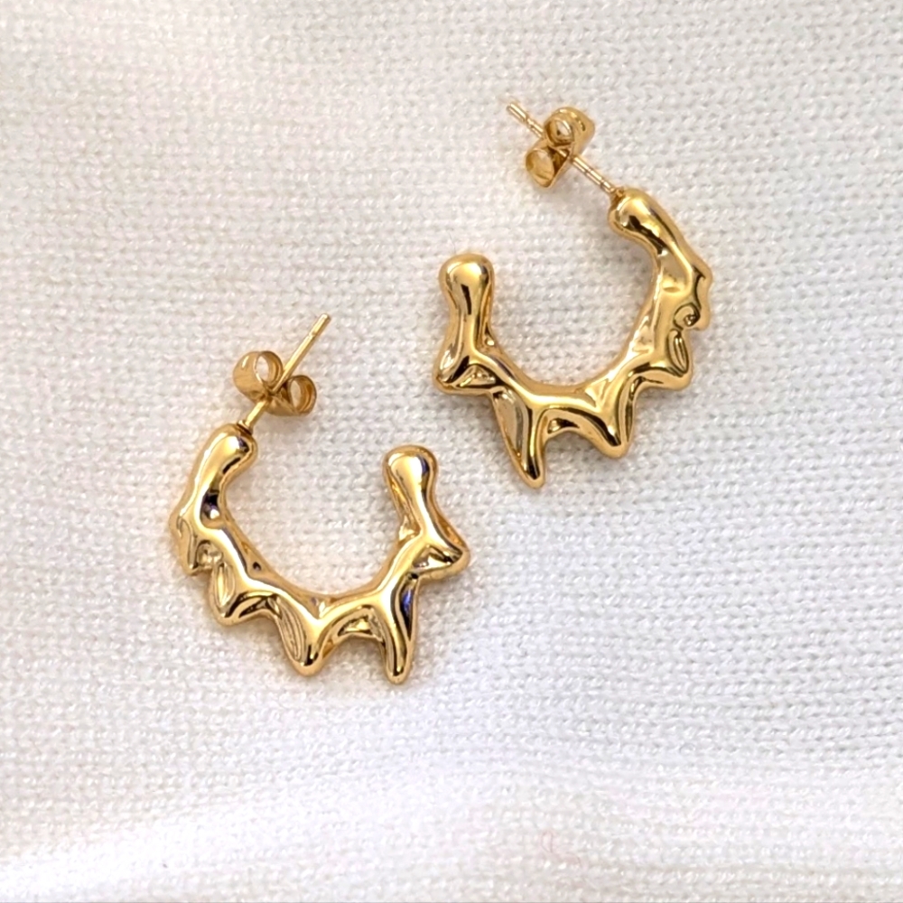 18k GOLD Plated, abstract, open hoop, lightweight, earrings